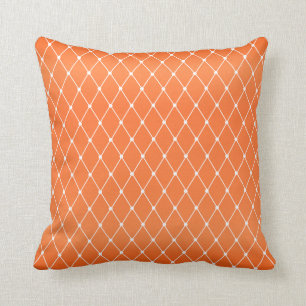 Coussin Motif blanc de forme de diamant sur l'orange