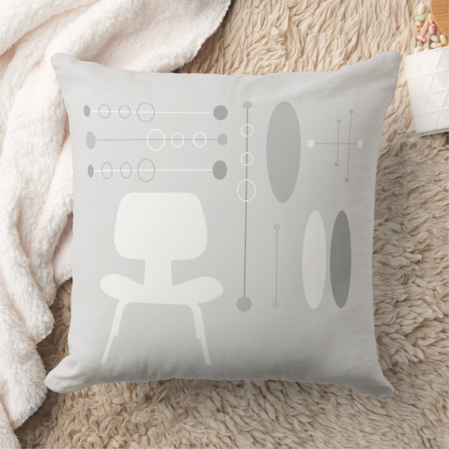 Coussin Motif blanc du milieu du siècle Silhouette (Couverture)