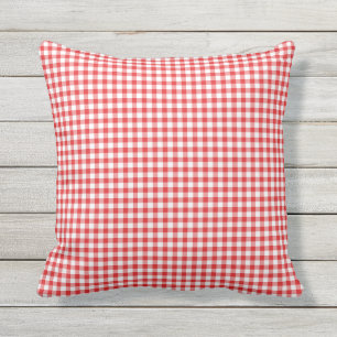 Coussin Motif blanc En vichy rouge À damiers