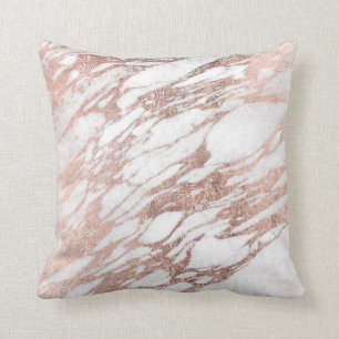 Coussin Motif blanc et rose élégant chic de marbre d'or