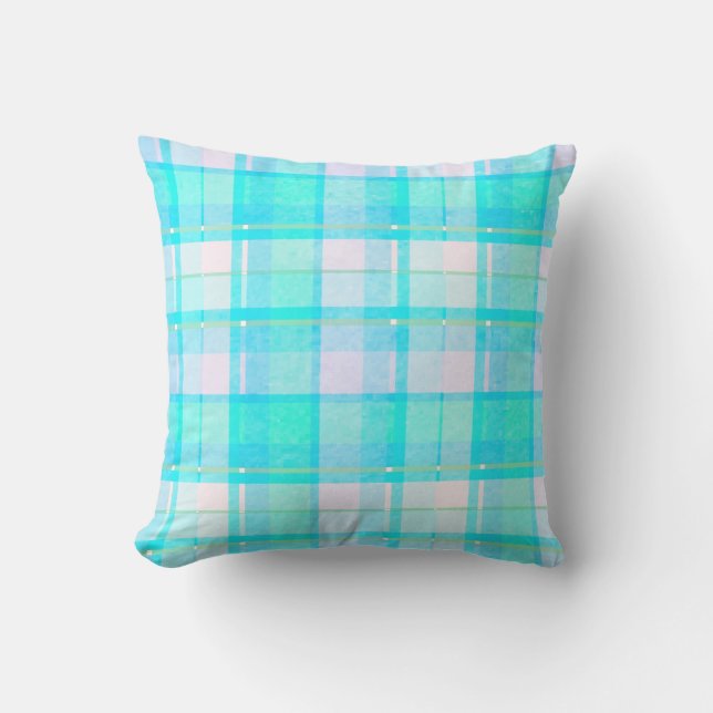 Coussin Motif blanc et turquoise (Recto)