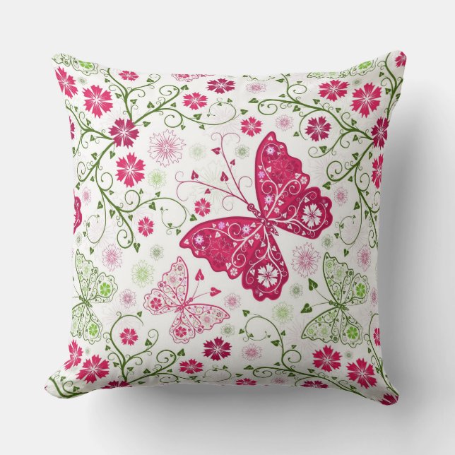 Coussin Motif blanc floral (Recto)
