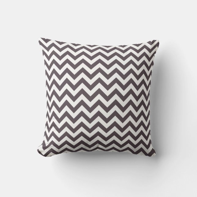 Coussin Motif blanc gris-foncé de Chevron (Recto)