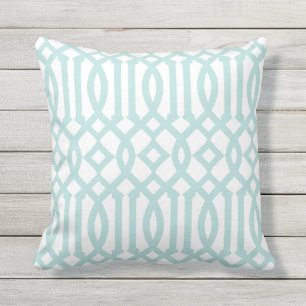 Coussin Motif blanc moderne et Aqua Trellis