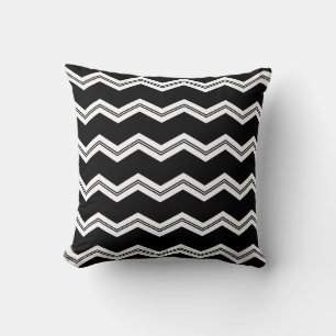 Coussin motif blanc noir de chevron