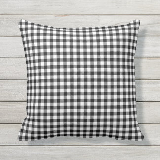 Coussin Motif blanc noir de conception de guingan de