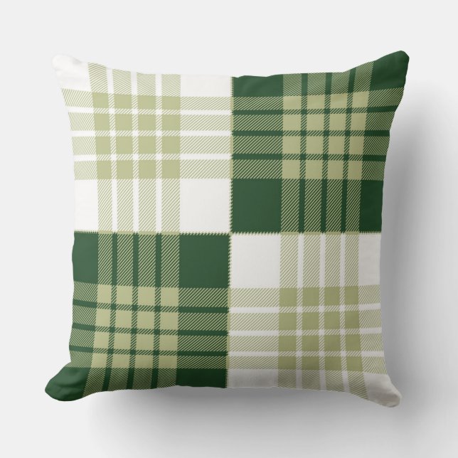 Coussin Motif blanc vert écossais à la mode de plaid de (Recto)