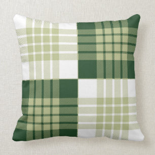 Coussin Motif blanc vert écossais à la mode de plaid de
