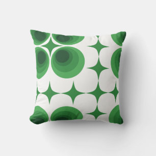 Coussin Motif blanc vert géométrique les années 70 funky r