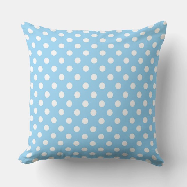Coussin motif bleu avec pois blanc (Recto)
