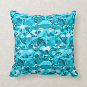 Coussin Motif bleu de Bling de diamant d'Aqua