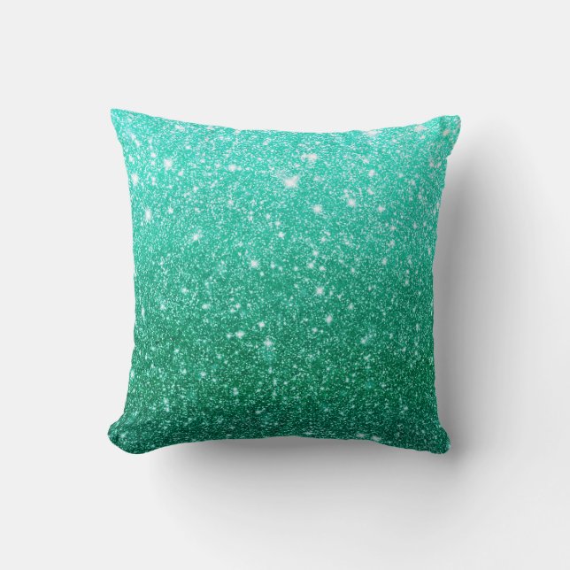 Coussin Motif bleu de parties scintillantes de Faux d'Aqua (Recto)