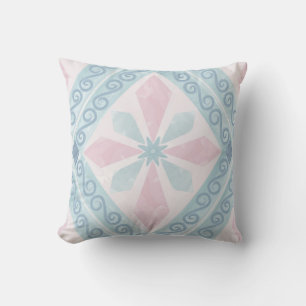 Coussin motif bleu en forme de diamant