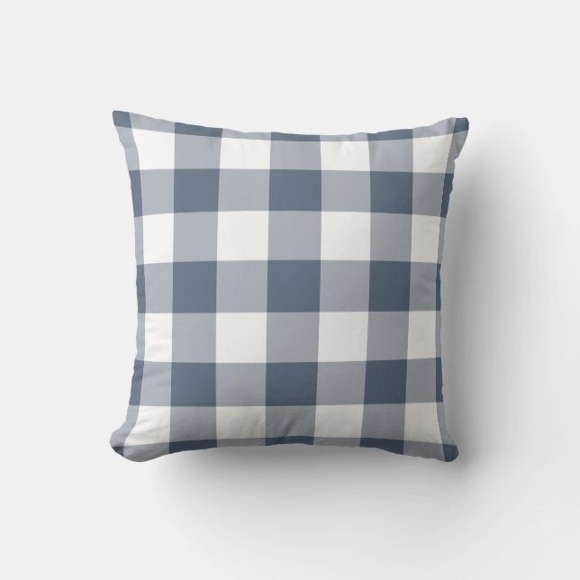 Coussin Motif bleu et blanc En vichy (Recto)