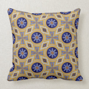 Coussin Motif bleu et jaune portugais de carreau de