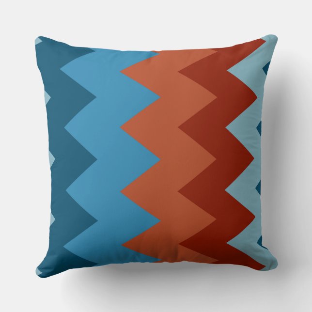Coussin Motif bleu et orange Chevron (Verso)