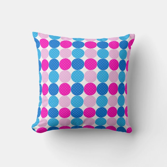 Coussin Motif bleu et rose Polka Dot (Recto)