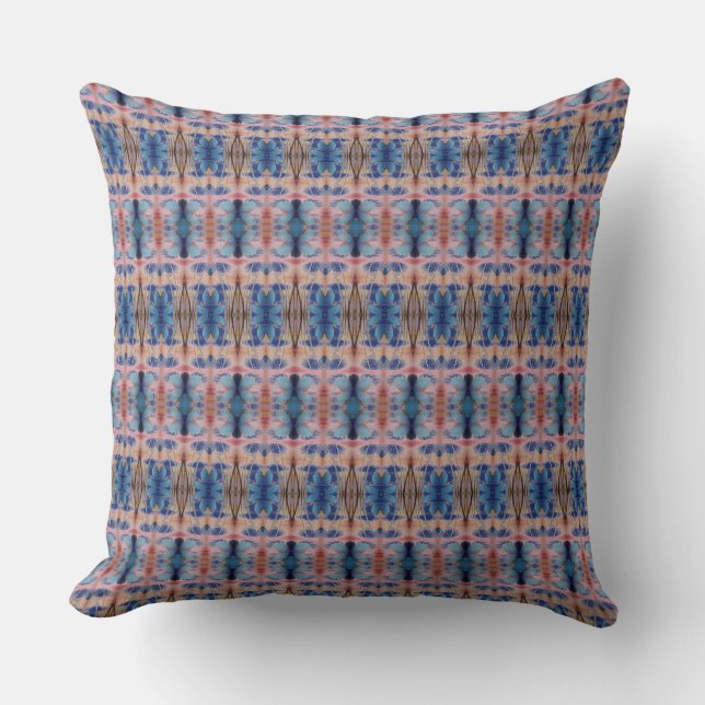 Coussin Motif bleu et Rose rose (Recto)