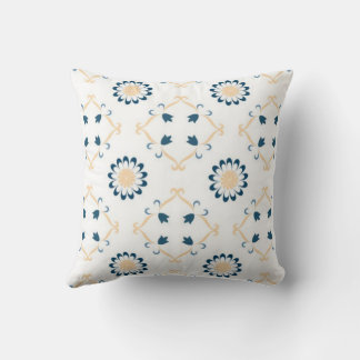 Coussin Motif bleu foncé et jaune crémeux