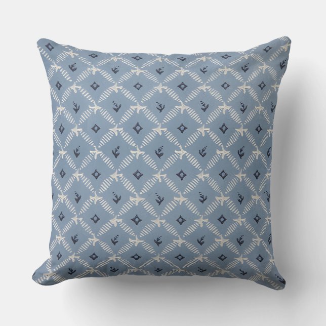 Coussin Motif bleu géométrique (Recto)