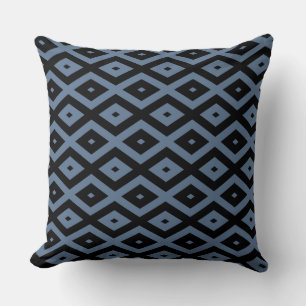 Coussin Motif bleu gris et noir diamant