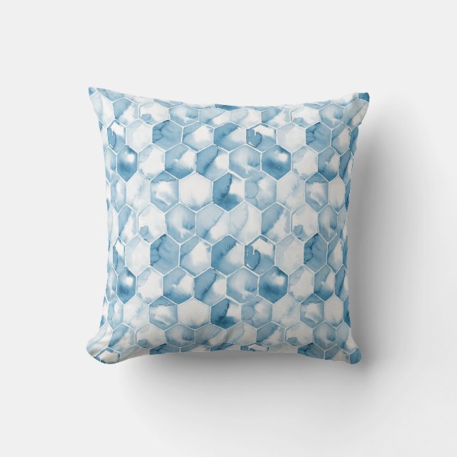 Coussin Motif bleu mou de Canotype d'aquarelle (Recto)