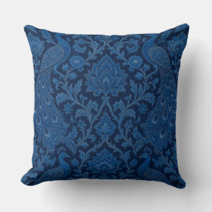 Coussin Motif bleu paon profond persan de luxe