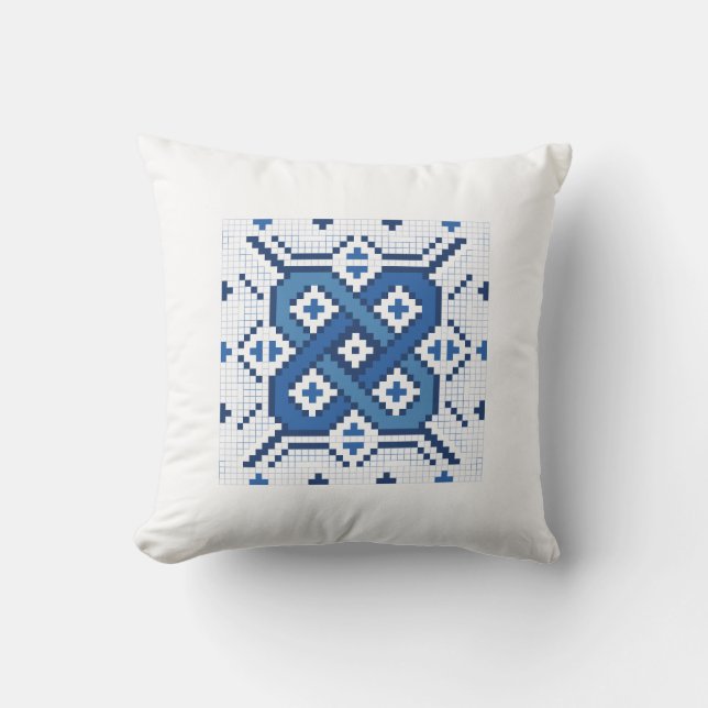 Coussin Motif bleu suédois d'ensemble de Röllakan (Recto)