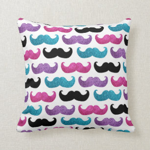 Coussin Motif bling coloré de moustache (parties