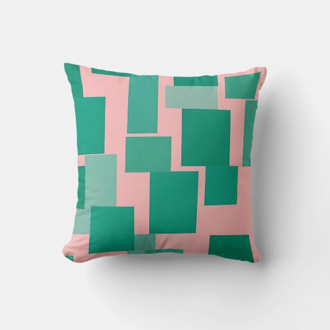 Coussin Motif Bloc de Couleurs Abstrait Moderne Rose Sarce (Recto)