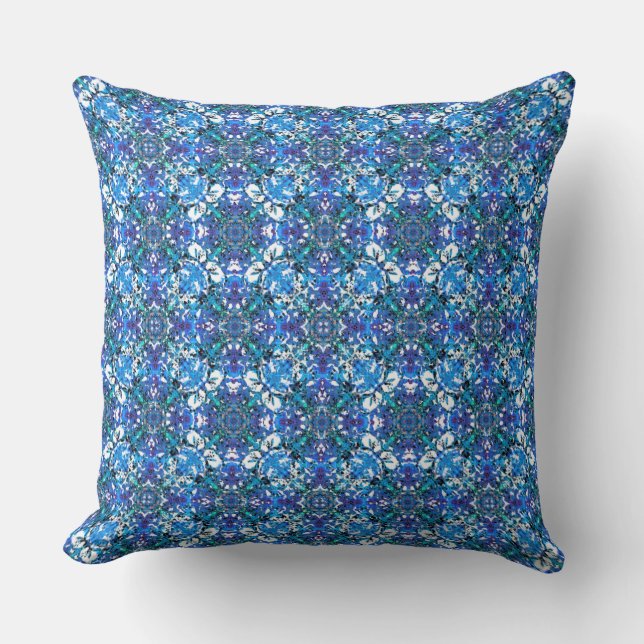 Coussin Motif Boho Blue, Purple et White Circle (Recto)
