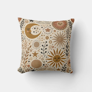 Coussin Motif Boho Celestial Soleil et Lune
