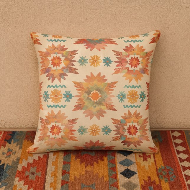Coussin Motif Boho du sud-ouest de Sunburst (Southwestern throw pillow)