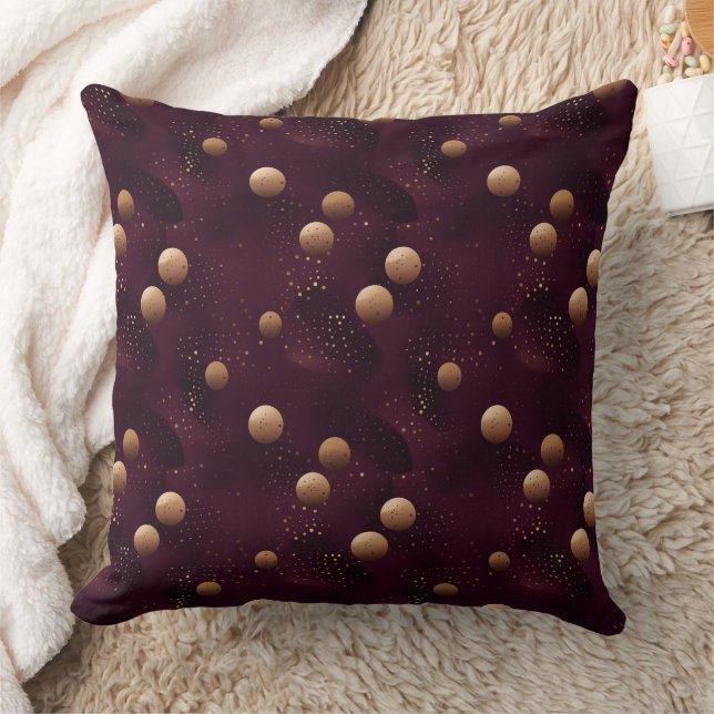 Coussin motif bordeaux à pois dorés (Couverture)