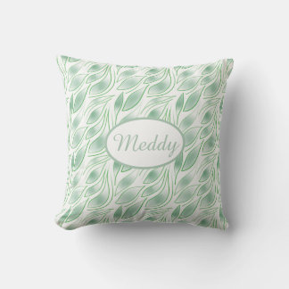 Coussin Motif botanique abstrait de feuilles vertes 
