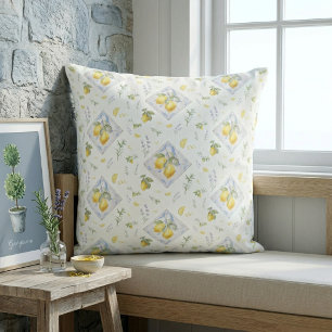 Coussin Motif botanique aquarelle de la Riviera italienne 