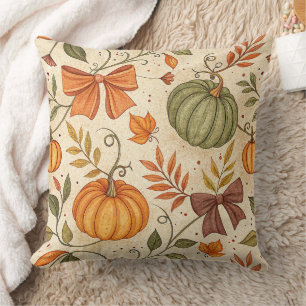 Coussin Motif botanique automnal de citrouille confortable
