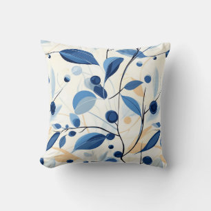 Coussin Motif botanique bleu