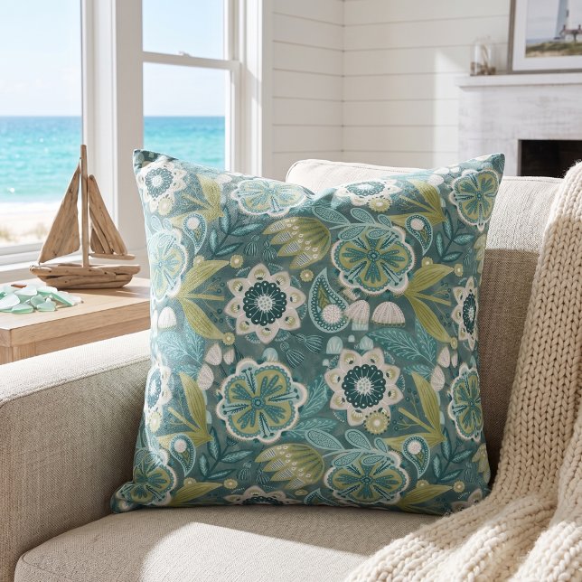 Coussin Motif botanique bohème floral (Créateur téléchargé)