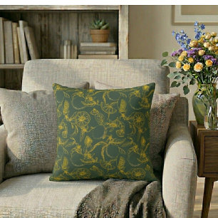 Coussin Motif Botanique Citron Vert Jaune