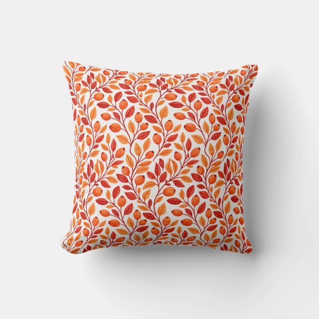 Coussin Motif botanique de branches de feuilles d'automne (Recto)