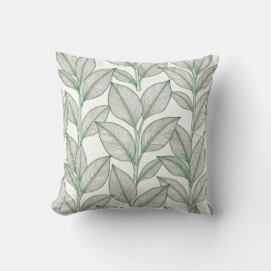 Coussin Motif botanique de feuille de laurier vert
