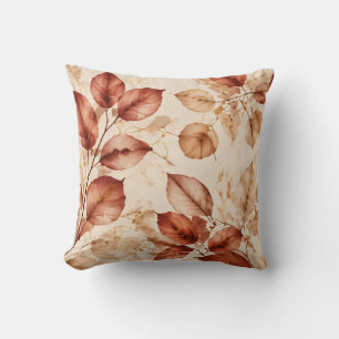 Coussin Motif botanique de feuilles d'automne en cuivre do