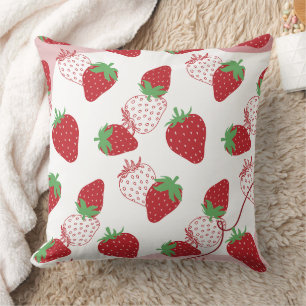 Coussin Motif botanique de fraise fraîche