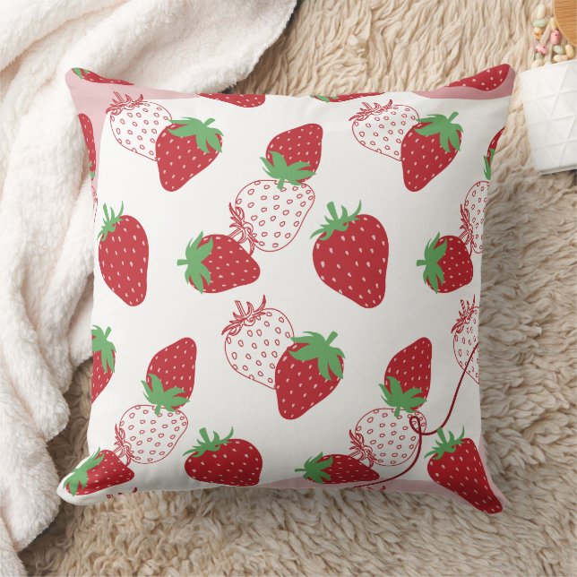 Coussin Motif botanique de fraise fraîche (Couverture)