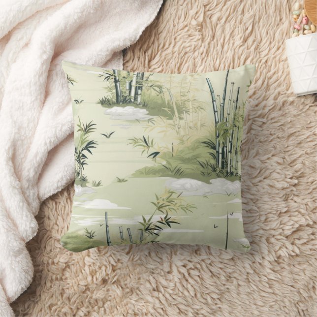 Coussin Motif botanique de la forêt de bambou Zen (1) (Couverture)