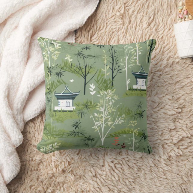 Coussin Motif botanique de la forêt de bambou Zen (2) (Couverture)