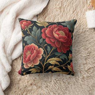 Coussin Motif botanique de pivoine victorienne