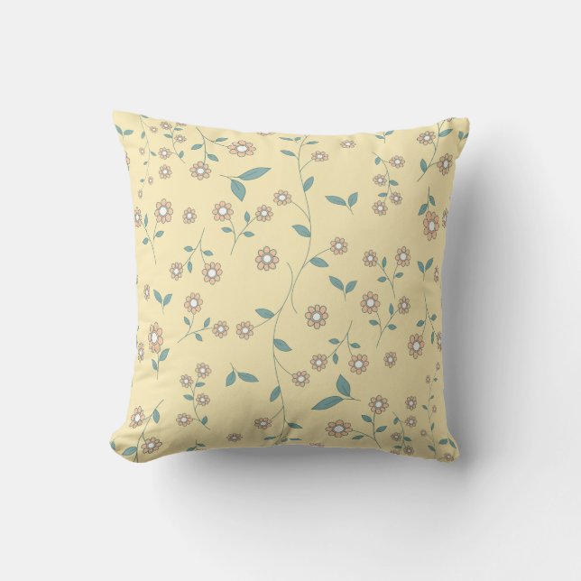 Coussin Motif botanique de tournesol jaune sans couture (Recto)