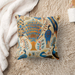Coussin Motif botanique d'oiseaux exotiques de chinoiserie